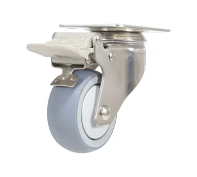 Vestil CST-E-SS-3X1TPR-SWTB Thermoplastic Rubber Swivel With Total Brake Caster