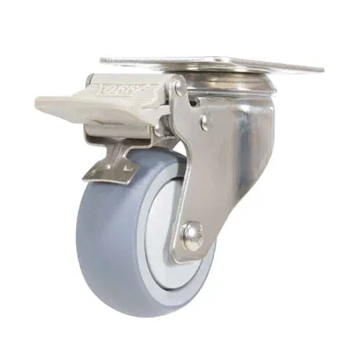 Vestil CST-E-SS-3X1TPR-SWTB Thermoplastic Rubber Swivel With Total Brake Caster