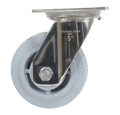 Vestil CST-E-SS-5X2TPR-S caster wheel shown from an alternate angle