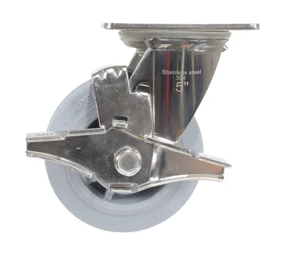 Vestil CST-E-SS-5X2TPR-SWB caster wheel shown from an alternate angle