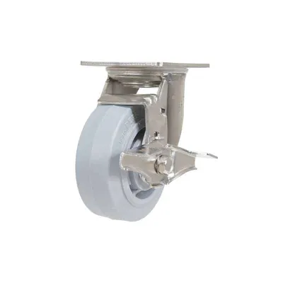 Vestil CST-E-SS-5X2TPR-SWB Thermoplastic Rubber Swivel With Brake Caster