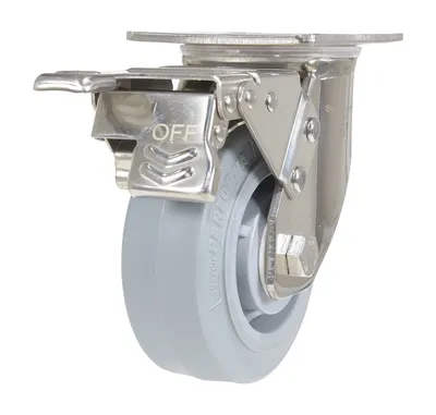 Vestil CST-E-SS-5X2TPR-SWTB Thermoplastic Rubber Swivel With Total Brake Caster