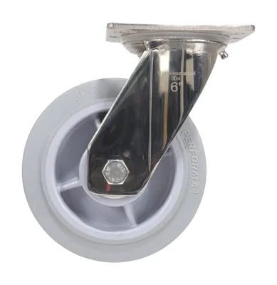 Vestil CST-E-SS-6X2TPR-S caster wheel shown from an alternate angle