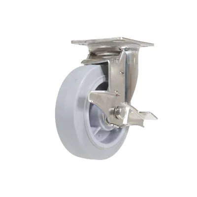Vestil CST-E-SS-6X2TPR-SWB Thermoplastic Rubber Swivel With Brake Caster