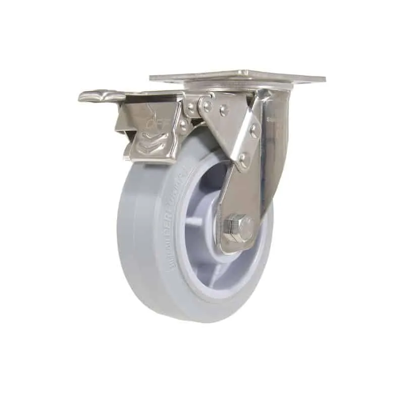 Vestil CST-E-SS-6X2TPR-SWTB Thermoplastic Rubber Swivel With Total Brake Caster