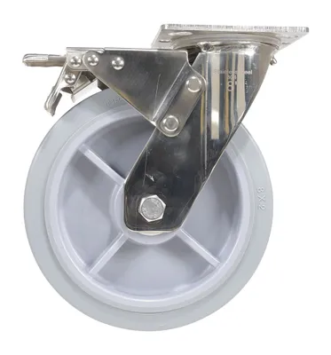 Vestil CST-E-SS-8X2TPR-SWTB caster wheel shown from an alternate angle