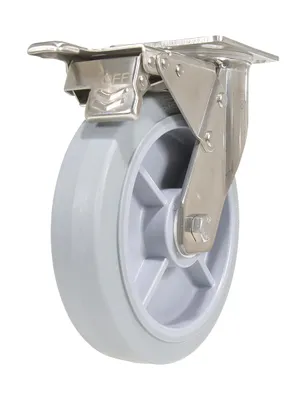 Vestil CST-E-SS-8X2TPR-SWTB Thermoplastic Rubber Swivel With Total Brake Caster