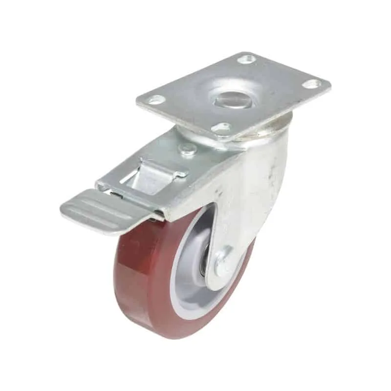 Vestil CST-F-4X1DT-SWTB1 Polyurethane Swivel With Total Brake Caster (1)