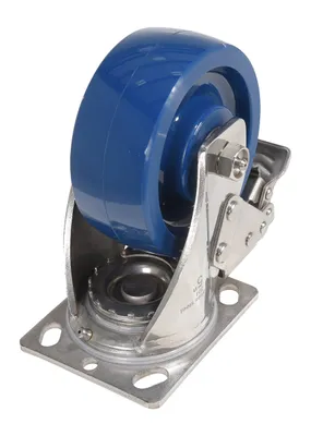 Vestil CST-F-SS-5X2SP-SWTB Solid Polyurethane Swivel With Total Brake Caster4