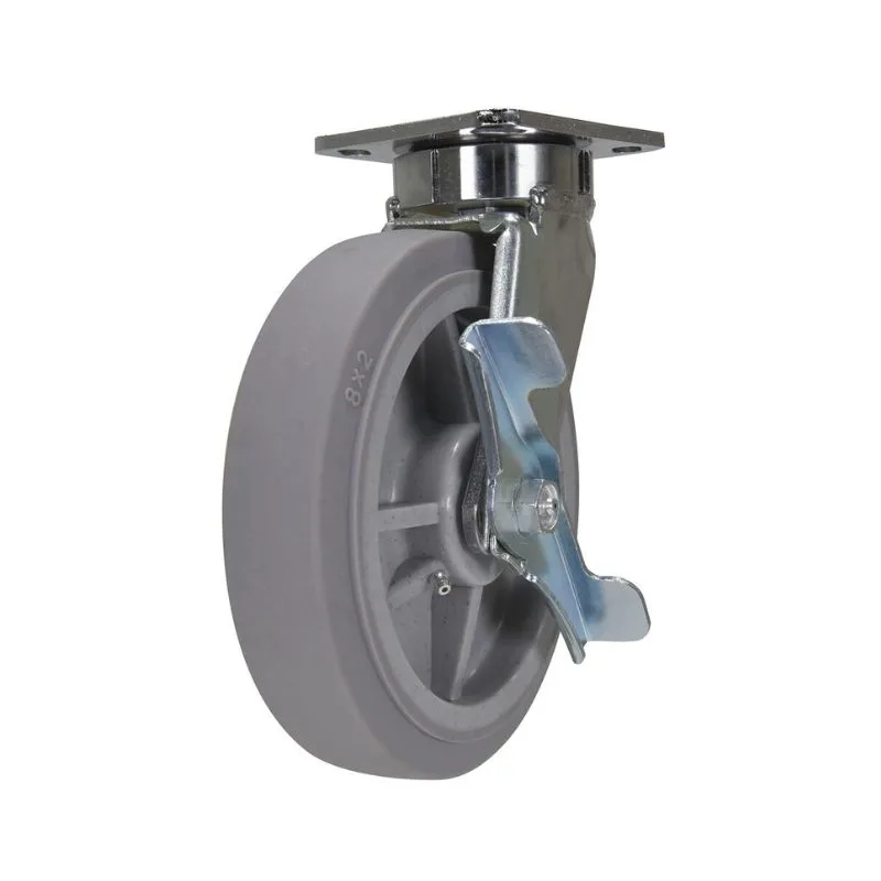 Vestil CST-FC47-8X2DK-SWB Duratek Thermoplastic Rubber Swivel With Brake Caster