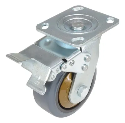 Vestil CST-KSM-5X2MR-SWTB Rubber Swivel With Total Brake Caster