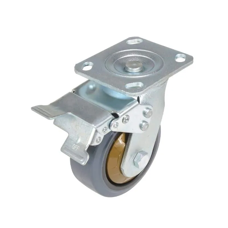 Vestil CST-KSM-5X2MR-SWTB Rubber Swivel With Total Brake Caster