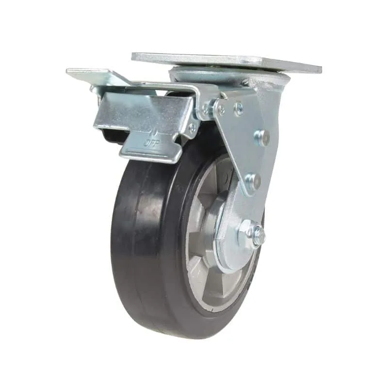 Vestil CST-VE-6X2MRA-SWTB Rubber Swivel With Total Brake Caster