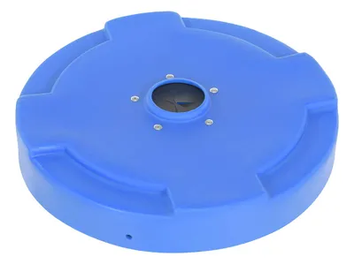 Vestil DC-P-55-CANF-BU Low-Density Polyethylene Drum Recycling Lid with Flaps Closed