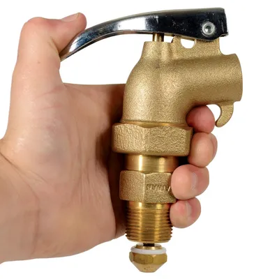 Vestil DFT-ADJ Brass Manual Drum Faucet with Spring Loaded Handle 5