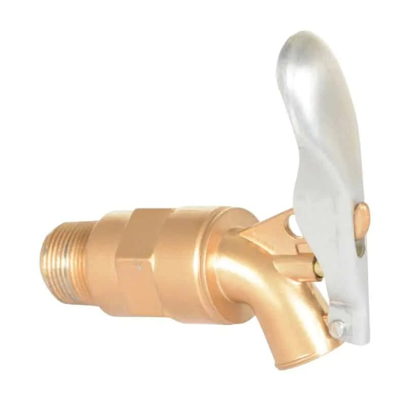 Vestil DFT-AL Brass Plated Aluminum Manual Drum Faucet with Lockable Handle (1)