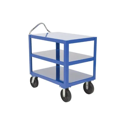 Vestil DH-PH4-3448-3 Steel Platform Heavy Duty 3 Shelf Ergo Handle Cart with GFN Casters