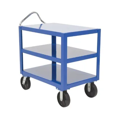 Vestil DH-PH4-3460-3 Heavy Duty 3 Shelf Ergo Handle Cart with GFN Casters