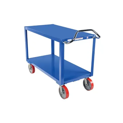 Vestil DH-PU2.4-3060 Steel Platform Ergo Handle Cart with Poly Casters