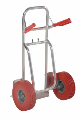 Vestil DHHT-250A-FD-UR Aluminum Fold Down Hand Truck with Red Flat-Free Urethane 4