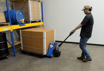 Vestil EPT-S-2748-40 pallet jack shown from an alternate angle