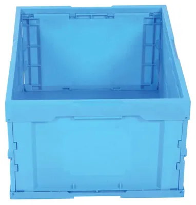 Vestil F-CRATE collapsible plastic container shown from an alternate angle