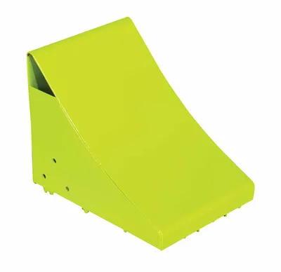 Vestil FAB-11-FYL wheel chock shown from an alternate angle