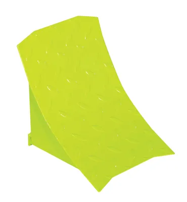 Vestil FAB-8-FYL wheel chock shown from an alternate angle