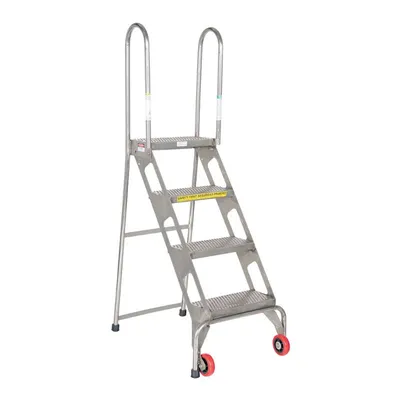 Vestil FLAD-4-SS Stainless Steel Folding Ladder with Wheels