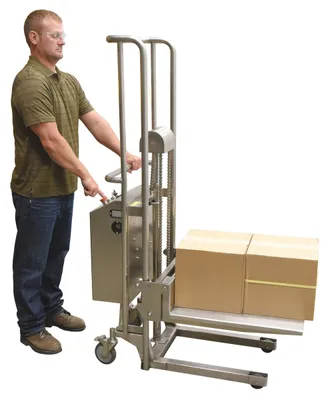 Vestil HYD-10-DC-SS hand truck shown from an alternate angle