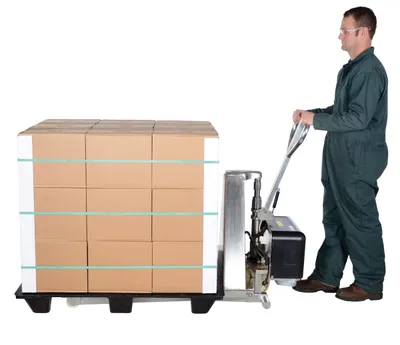 Vestil L-270-DC-HD-SS pallet jack shown from an alternate angle