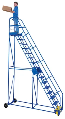 Vestil LAD-16-21-G Steel Rolling Warehouse Ladder