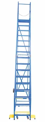 Vestil LAD-16-21-G rolling ladder shown from an alternate angle