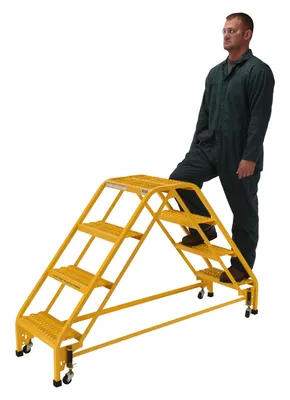 Vestil LAD-DD-P-18-4-G DBL Steel Double Sided Step Ladder 4 Grip Strut 6