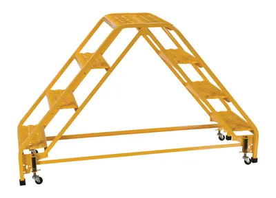 Vestil LAD-DD-P-18-4-G DBL Steel Double Sided Step Ladder 4 Grip Strut 3