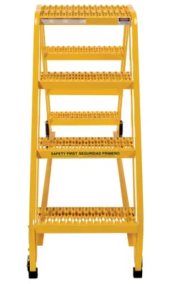 Vestil LAD-DD-P-18-4-G DBL Steel Double Sided Step Ladder 4 Grip Strut 2