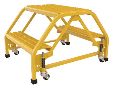 Vestil LAD-DD-P-26-2-G Steel Double Sided Step Ladder 2 Grip Strut
