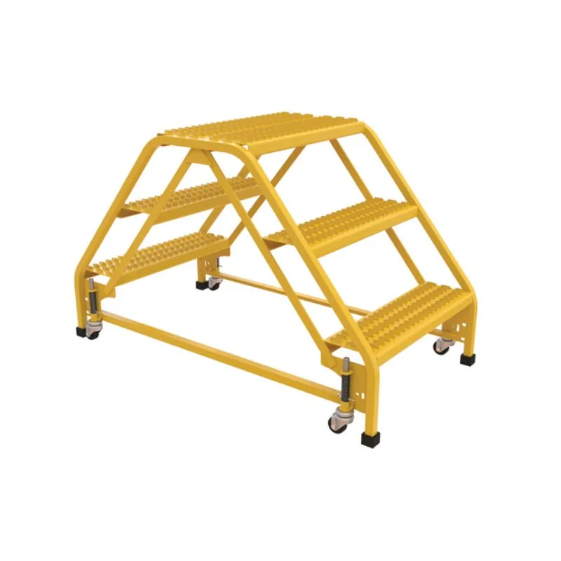 Vestil LAD-DD-P-26-3-G Steel Double Sided Step Ladder 3 Grip Strut