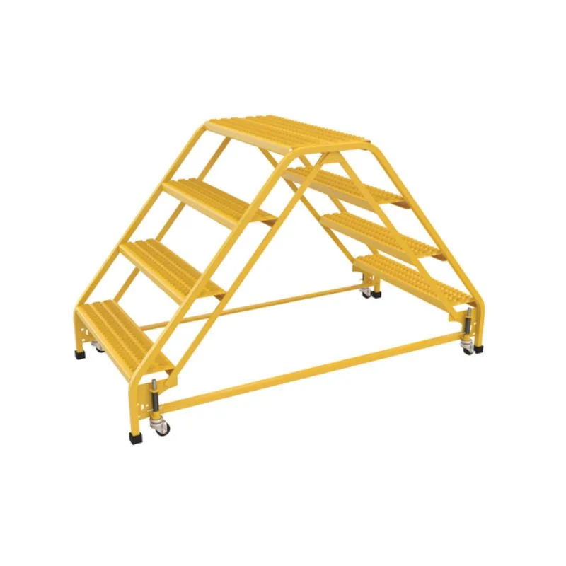 Vestil LAD-DD-P-32-4-G Steel Double Sided Step Ladder 4 Grip Strut