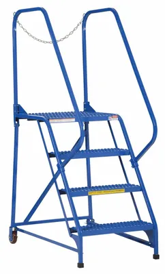 Vestil LAD-MM-4-G rolling ladder shown from an alternate angle