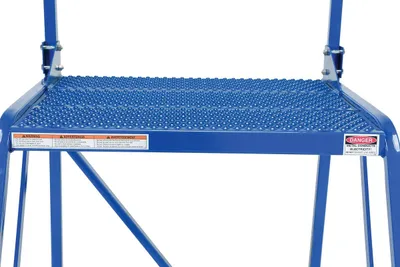 Vestil LAD-MM-4-P rolling ladder shown from an alternate angle