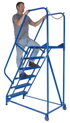 Vestil LAD-MM-6-P rolling ladder shown from an alternate angle