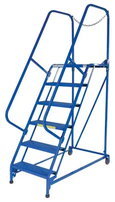 Vestil LAD-MM-6-P rolling ladder shown from an alternate angle