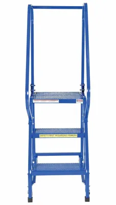 Vestil LAD-PW-18-3-P rolling ladder shown from an alternate angle