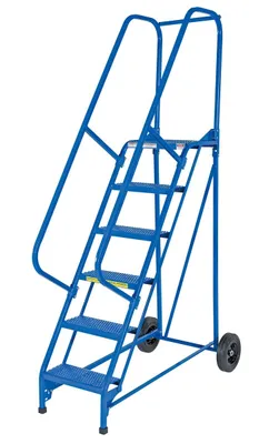 Vestil LAD-RAF-6-P rolling ladder shown from an alternate angle