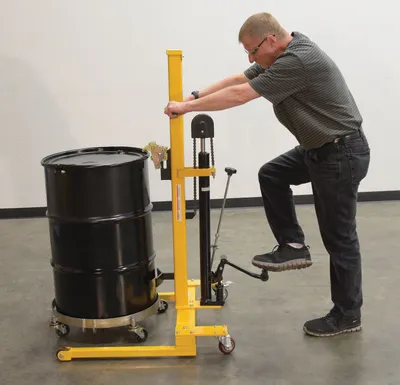 Vestil LPDT drum handling equipment shown from an alternate angle