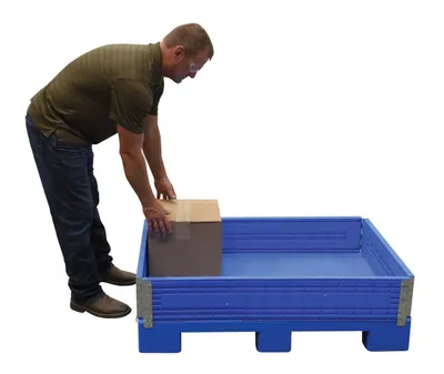 Vestil MULTI-C bulk plastic container shown from an alternate angle