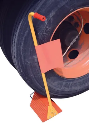 Vestil ORWC-8-ERGO-FL wheel chock shown from an alternate angle