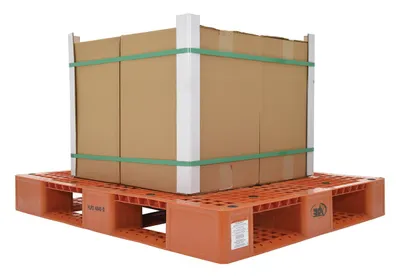 Vestil PLP2-4840-ORANGE plastic pallet shown from an alternate angle