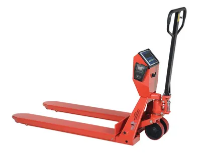 Vestil PM-2748-SCL-LP-PT pallet jack shown from an alternate angle